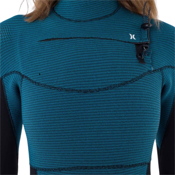 2025 Hurley Womens Plus 4/3mm Chest Zip Wetsuit WFS0012403 - Black / Sky Blue